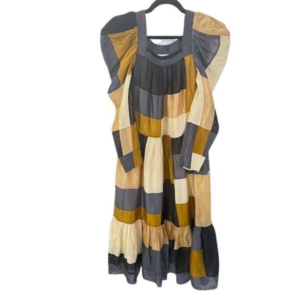 Ulla Johnson Ismene Patchwork Cotton Silk Dress S… - image 3